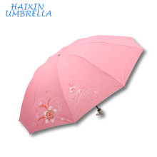 Many Color Pink Blue Red Gree Wholesale Market Large Size Nice Printing Sliver Coating UV Protection Women Sun Umbrella for Sale